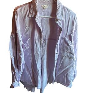 POL Light Purple Distressed Jacket